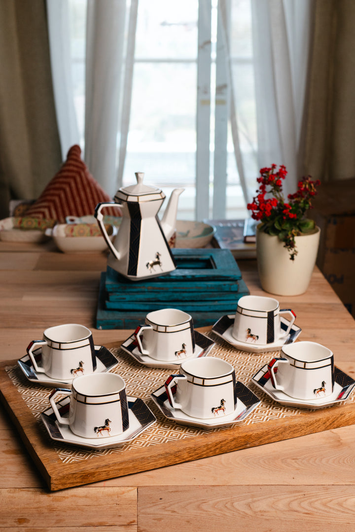 Casa Española Cup Set WITH POT(6 cup saucer,1 pot)