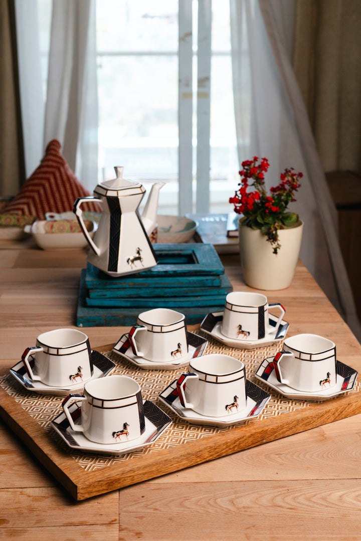 Casa Española Cup Set WITH POT(6 cup saucer,1 pot)