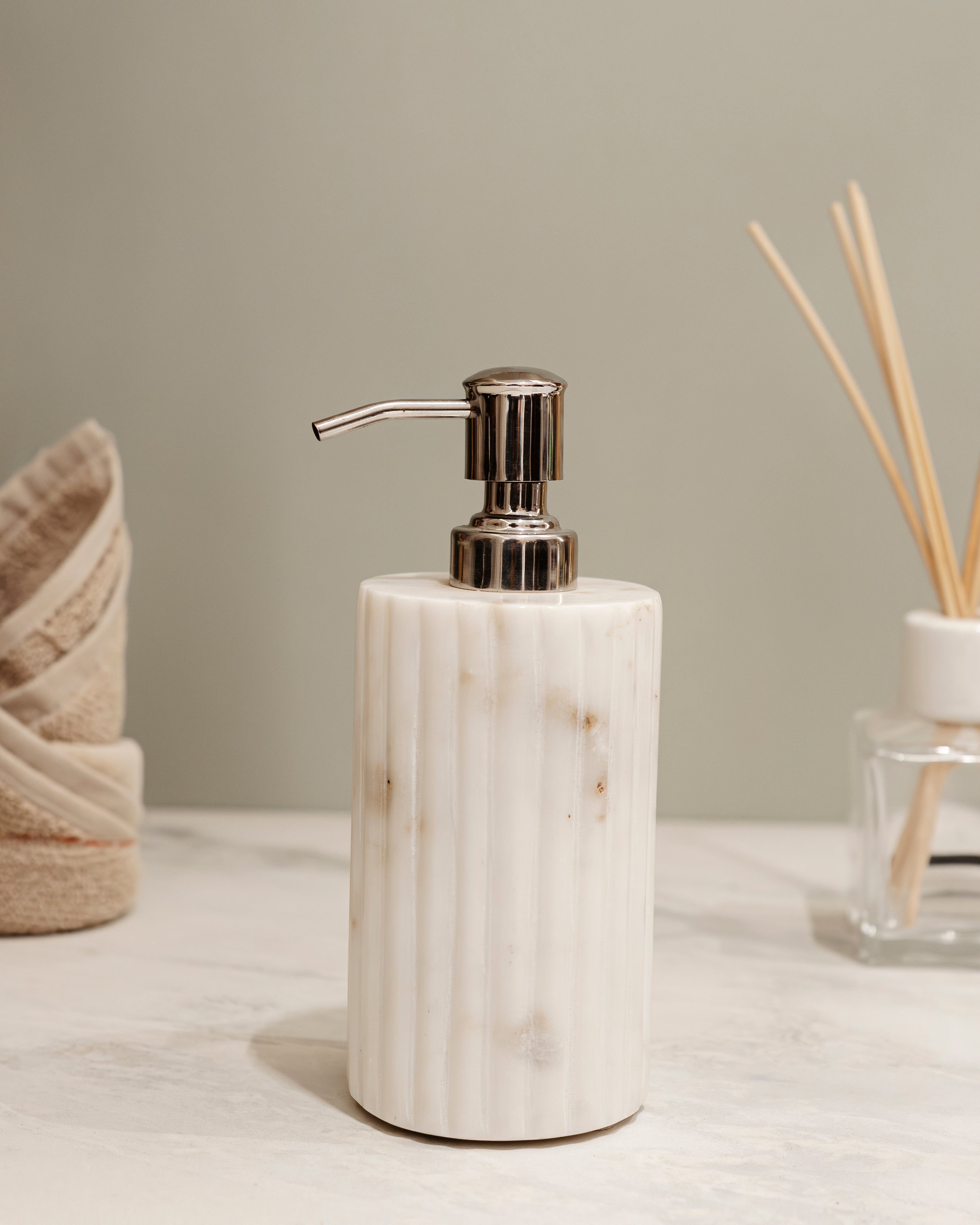 TIMELEASS MARBLE SET - MARBLE BATHROOM SET (one soap holder ,one brush holder ,one dispenser)