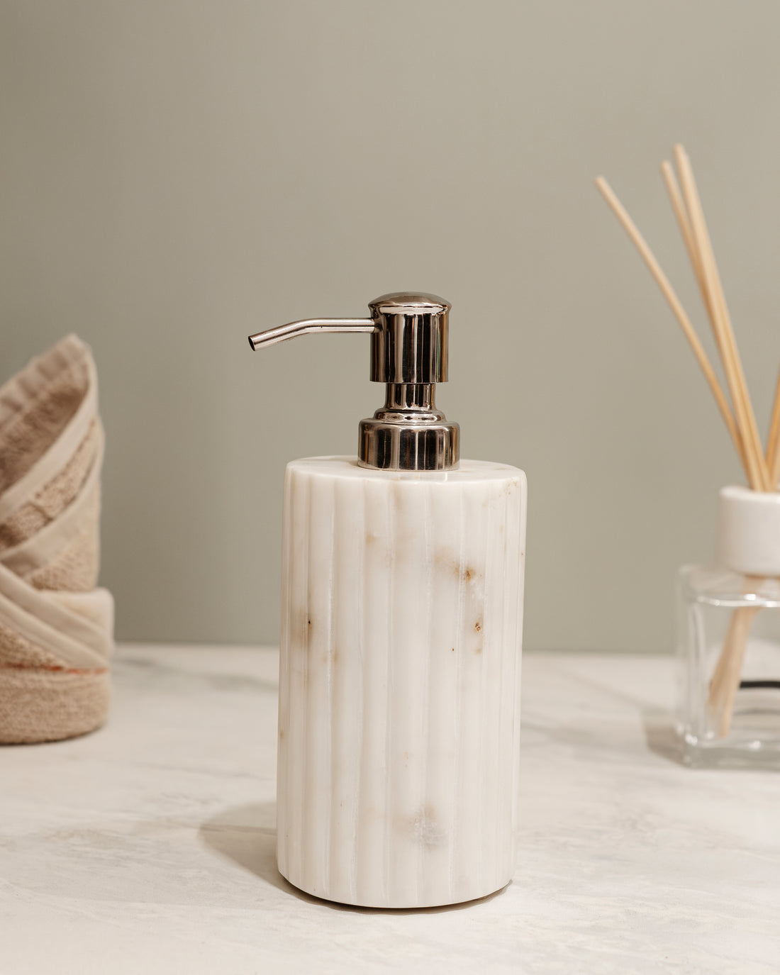 TIMELEASS MARBLE SET - MARBLE BATHROOM SET (one soap holder ,one brush holder ,one dispenser)
