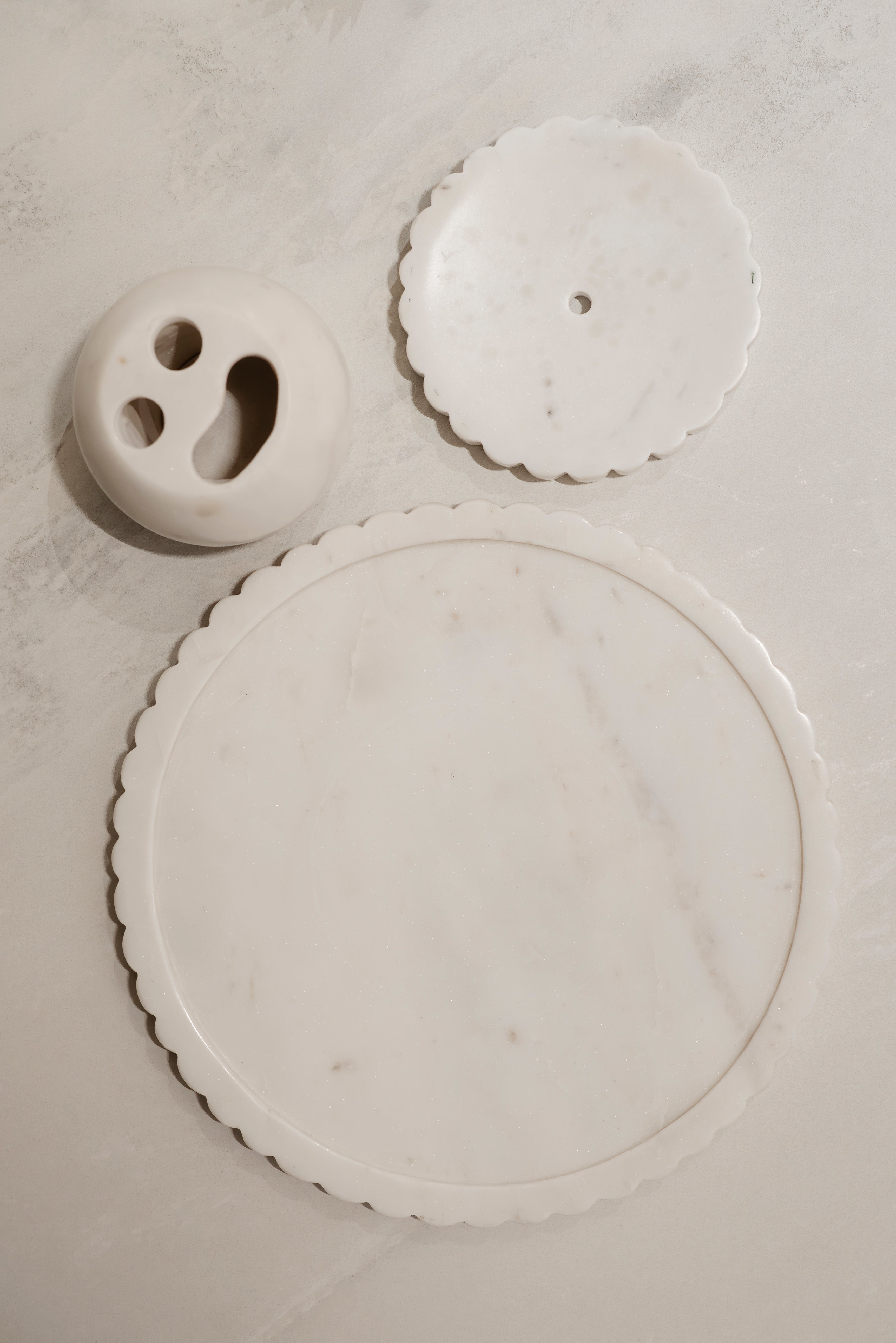 TIMELEASS MARBLE SET - MARBLE BATHROOM SET (one soap holder ,one brush holder ,one dispenser)