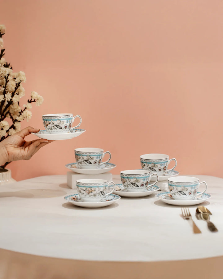Aurora Tea Cup & Saucer Set - CUP SET OF 6