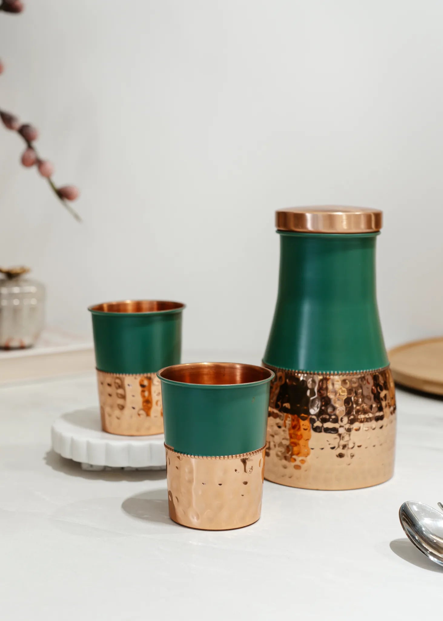 TIMELESS COPPER SET - COPPER BOTTLE 2 GLASS SET