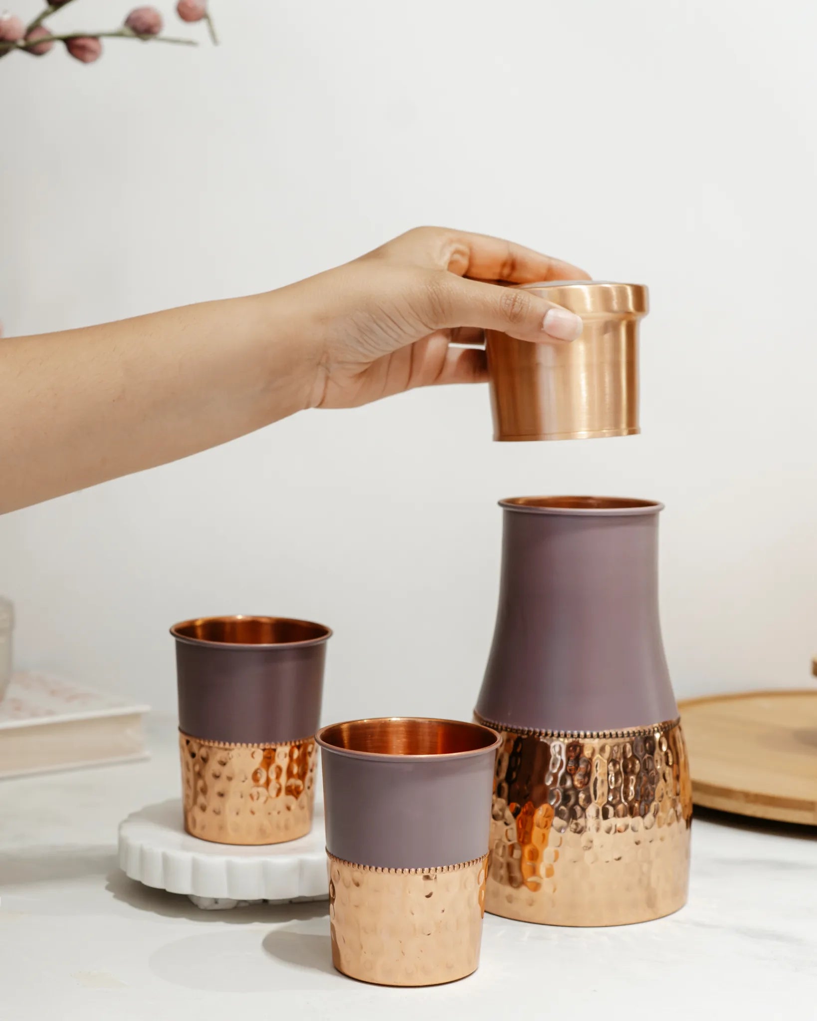 TIMELESS COPPER SET - COPPER BOTTLE 2 GLASS SET