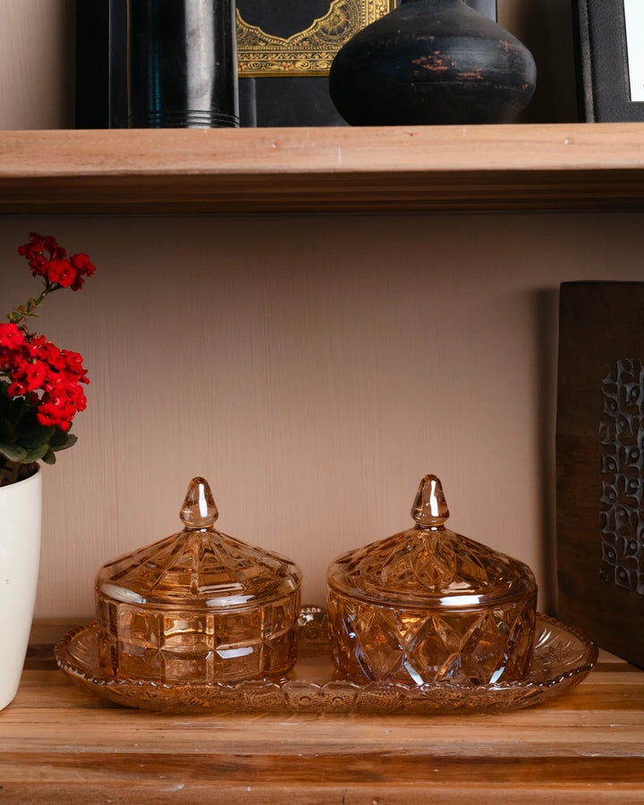 CRYSTAL CLEAR SET - TRAY 2BOWL SET