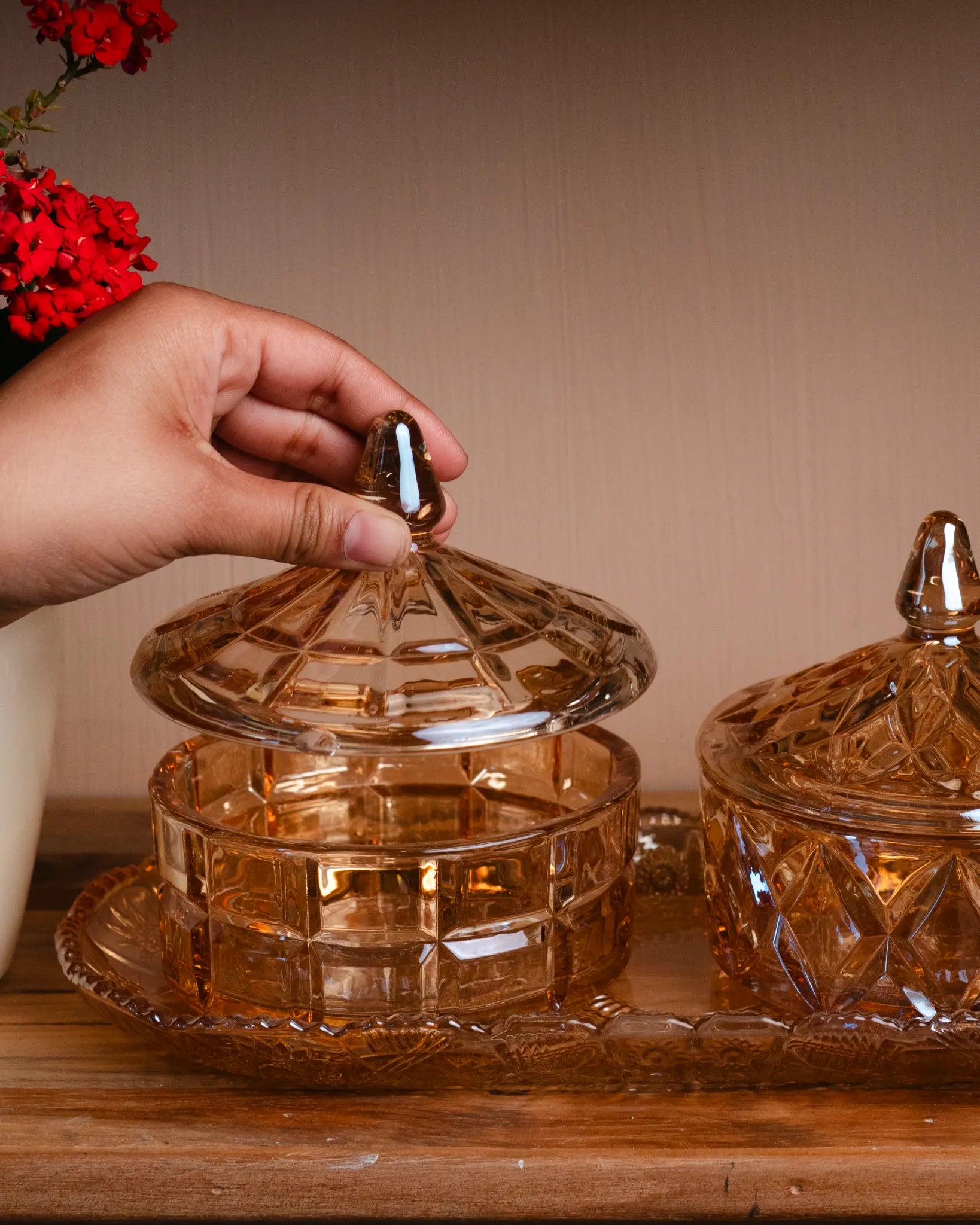 CRYSTAL CLEAR SET - TRAY 2BOWL SET