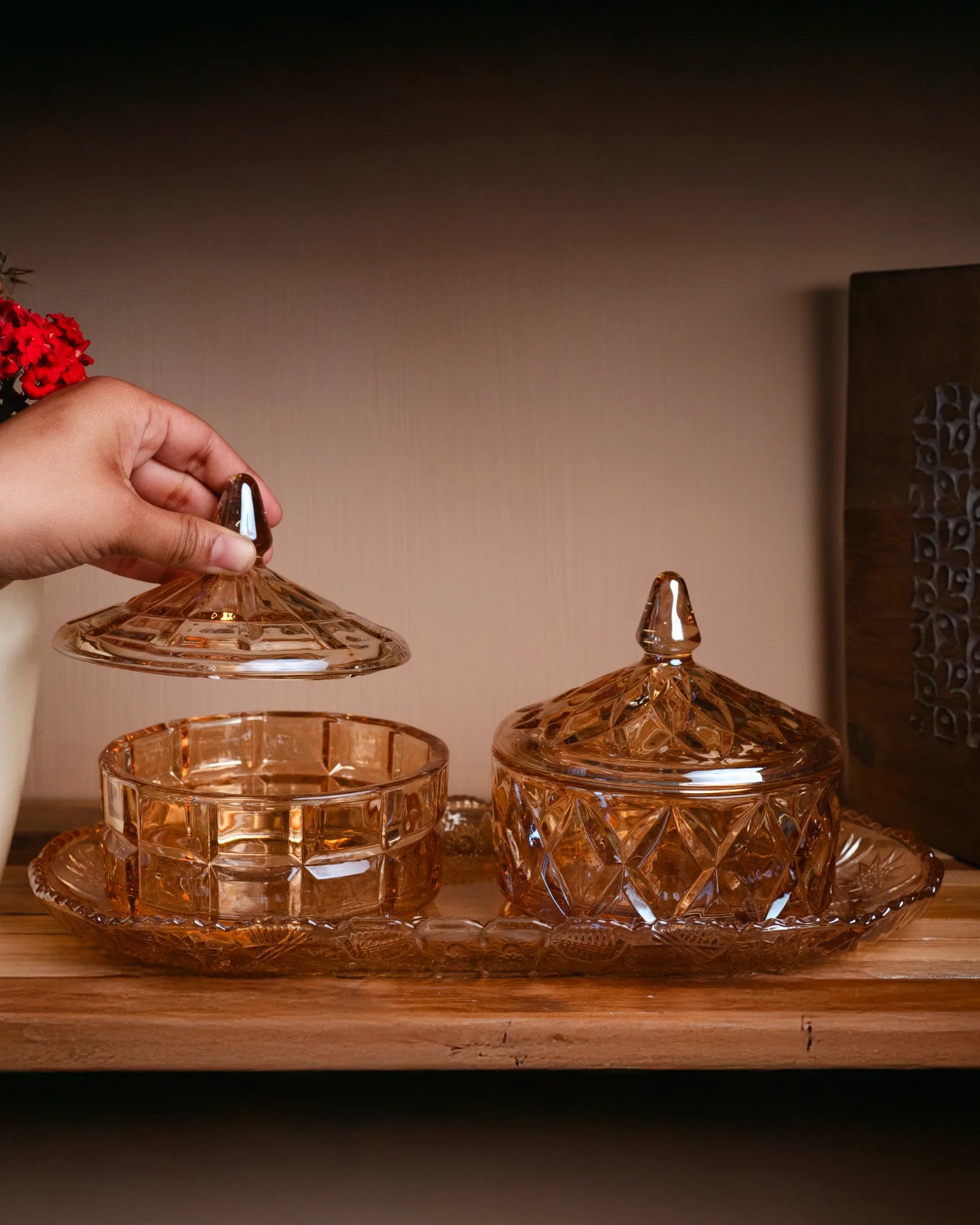 CRYSTAL CLEAR SET - TRAY 2BOWL SET