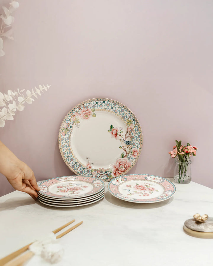Pearl Edge Dessert Plate Set - PLATE SET (ONE BIG AND FOUR QUARTER)