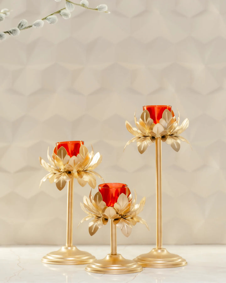 PETALS OF LIGHT - CANDLE STAND Set Of 3