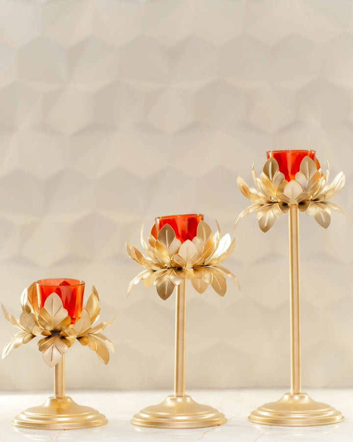 PETALS OF LIGHT - CANDLE STAND Set Of 3