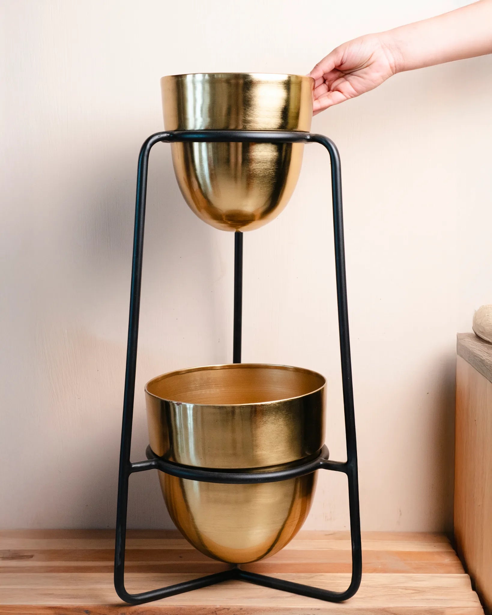 THE METALLIC ELEGANCE - DOUBLE PLANTER(GOLDEN)