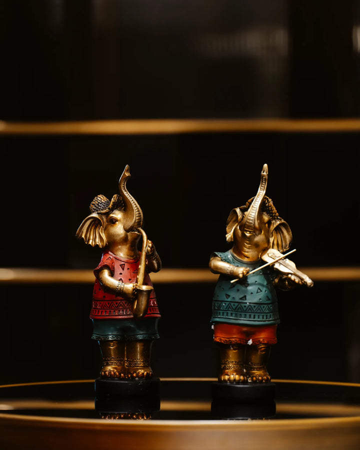 TRUNK TUNES - MUSICAL ELEPHANT SHOWPIECE Set Of 2