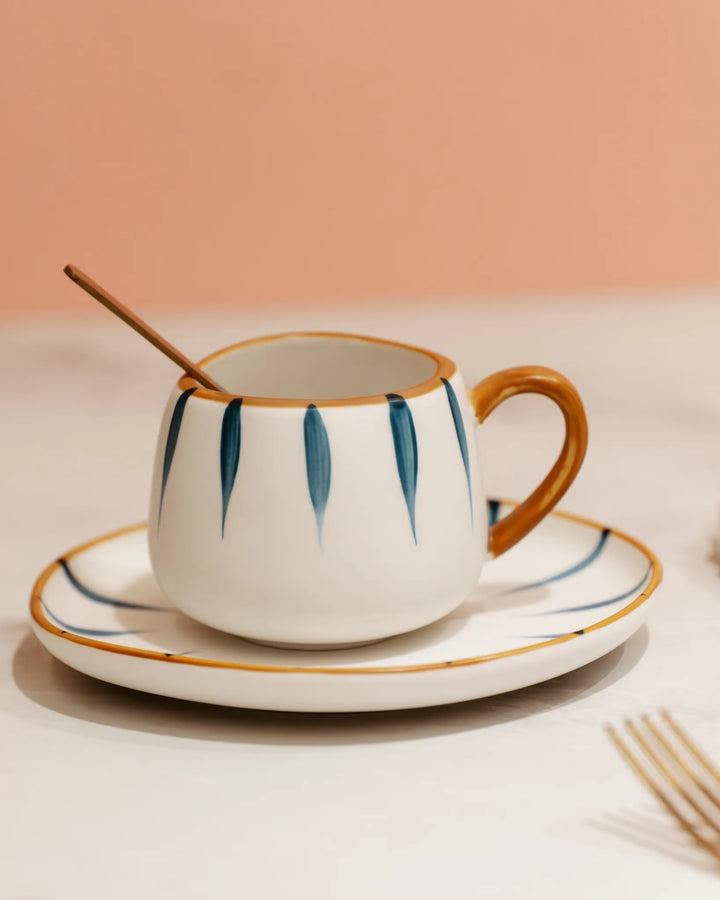 WAVE Tea Cup & Saucer Set - CUP SET(ONE CUP,ONE SAUCER,SPOON SET)